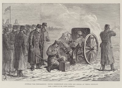 استعدادات الحرب النمساوية ، في محاولة نوردنفيلد بنادق مع قذائف جديدة ، في فيينا نويشتاد بواسطة يوهان نيبوموك شونبيرج